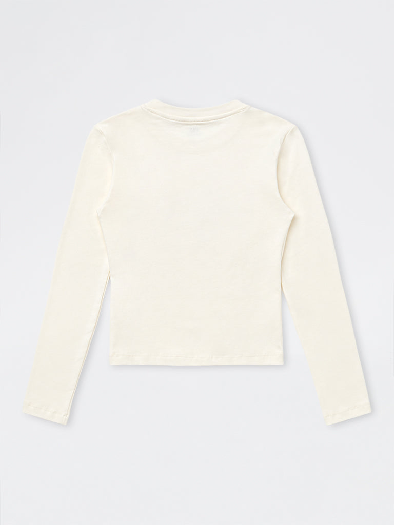 Girls Off-White Puppy Applique Cotton-Blend T-Shirt