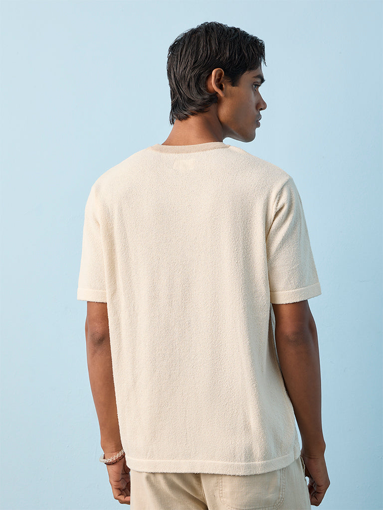 ETA Cream Textured Relaxed-Fit Cotton-Blend T-Shirt