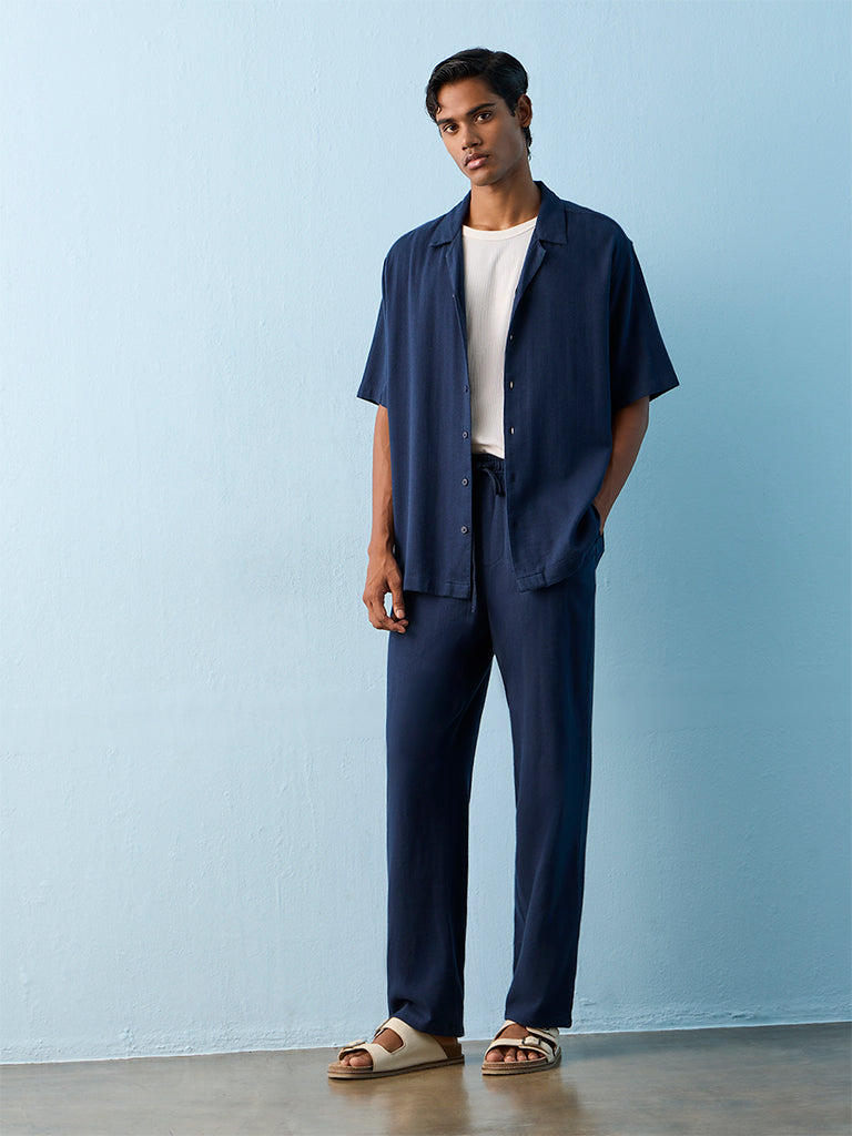 ETA Indigo Relaxed-Fit Mid-Rise Cotton-Blend Chinos