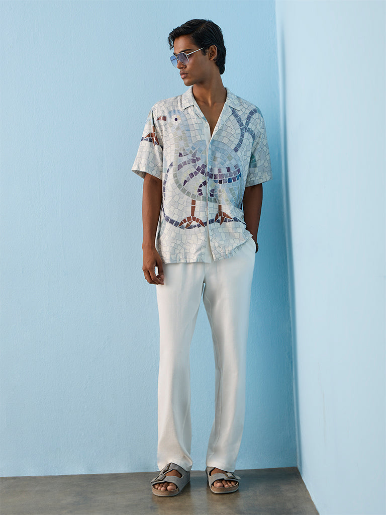ETA Blue Graphic Printed Relaxed-Fit Shirt