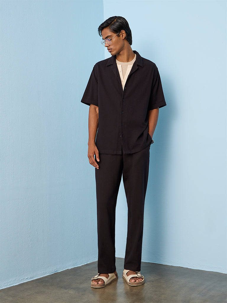 ETA Black Relaxed-Fit Cotton-Blend Shirt