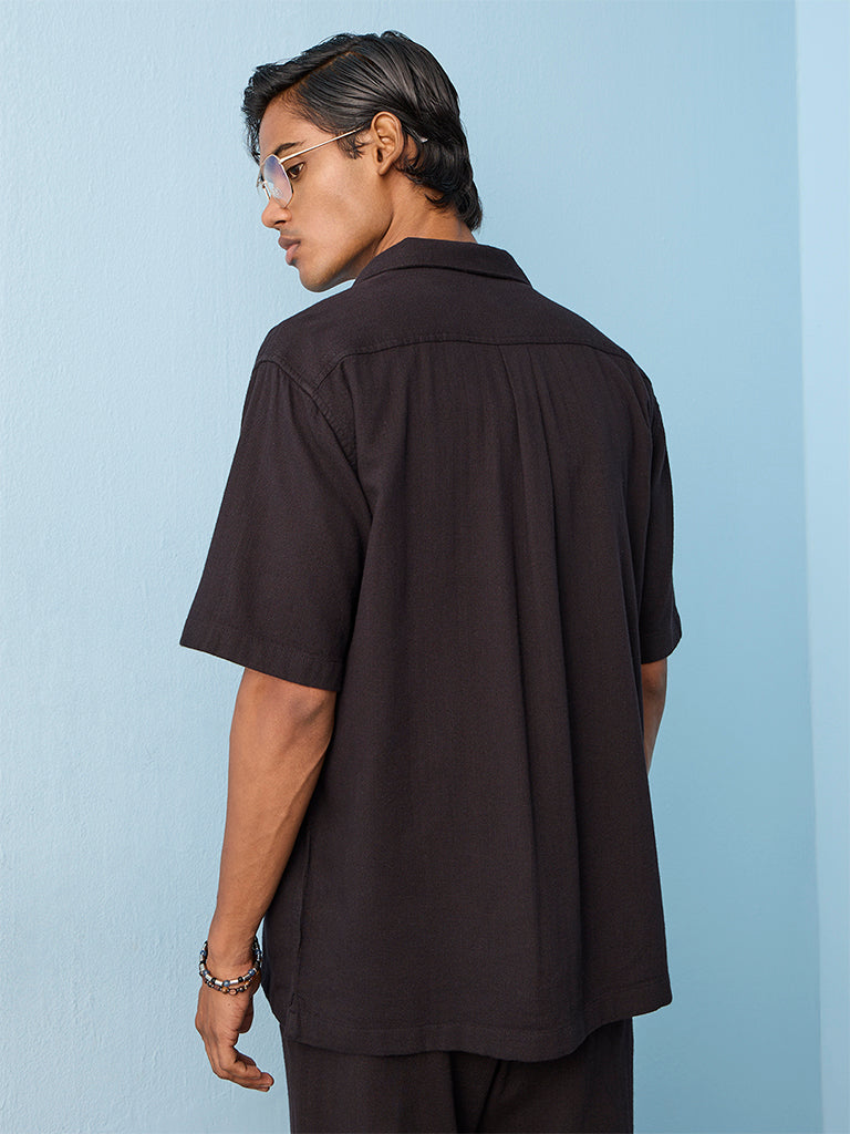 ETA Black Relaxed-Fit Cotton-Blend Shirt