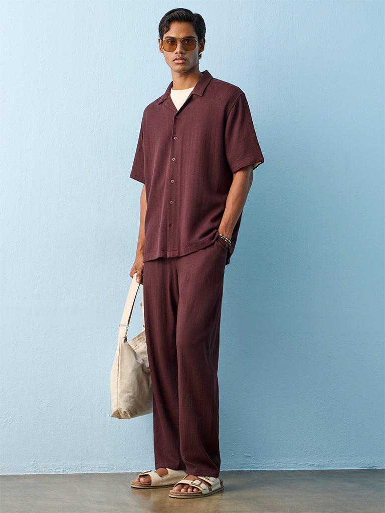 ETA Brown Relaxed-Fit Cotton-Blend Shirt