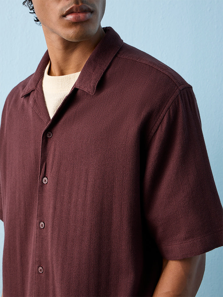 ETA Brown Relaxed-Fit Cotton-Blend Shirt