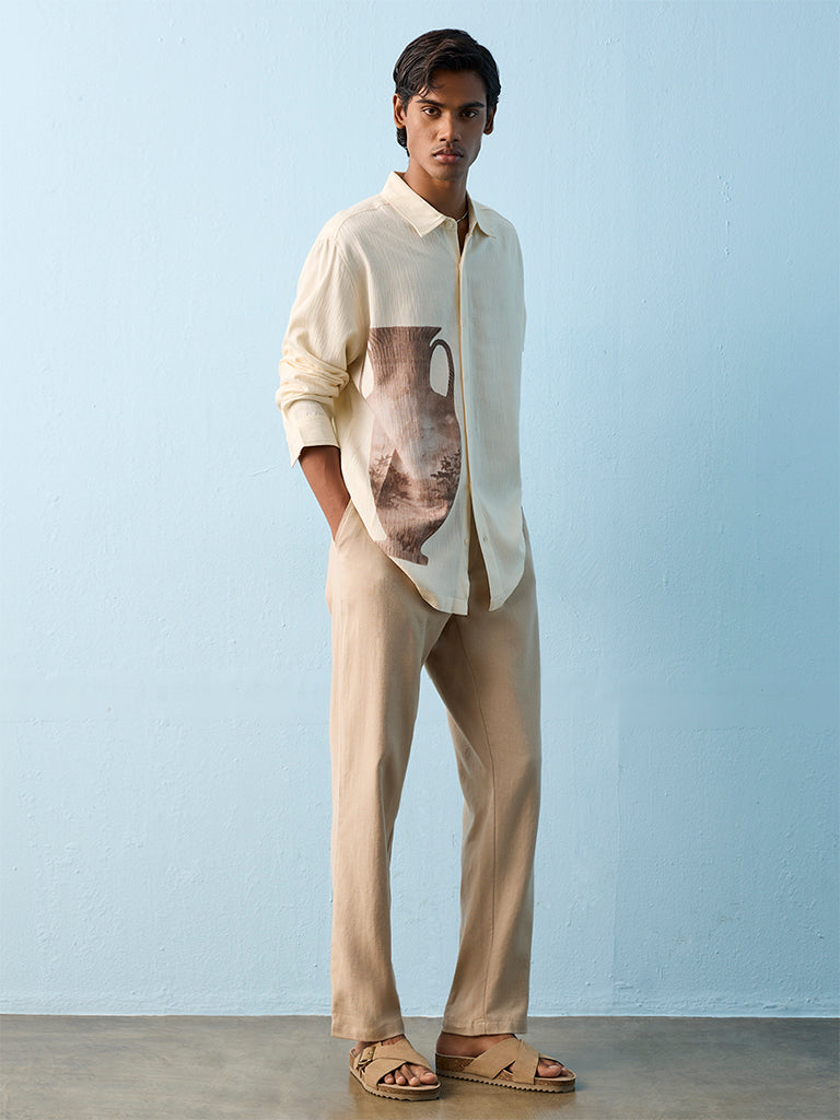 ETA Off White Printed Relaxed-Fit Shirt