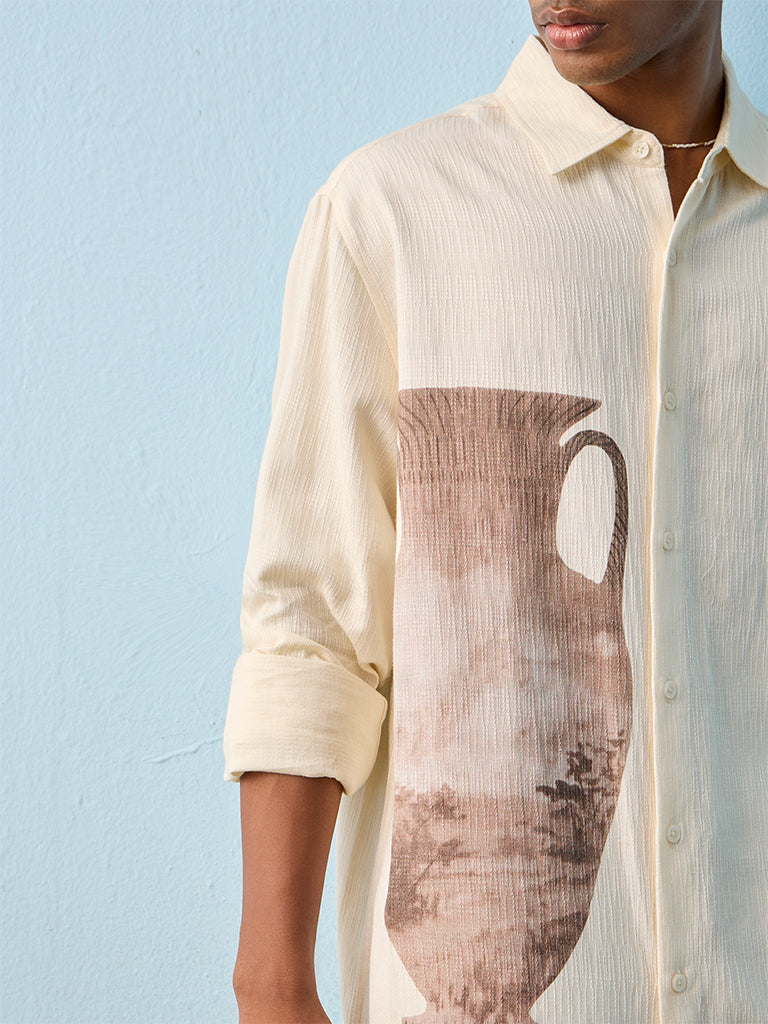 ETA Off White Printed Relaxed-Fit Shirt