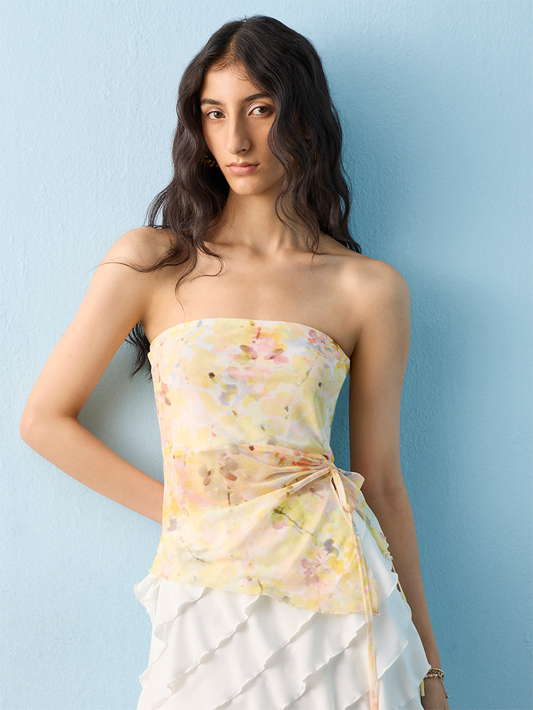 Nuon Yellow Floral Pattern Tube Top
