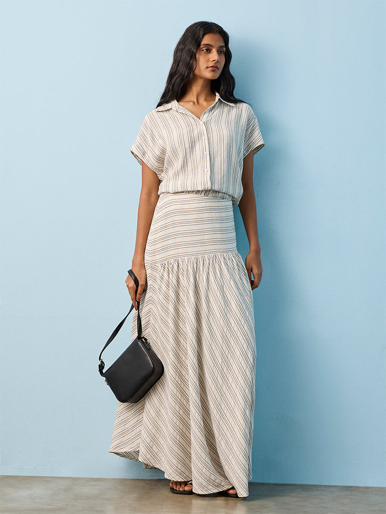 LOV Off-White Striped Skirt