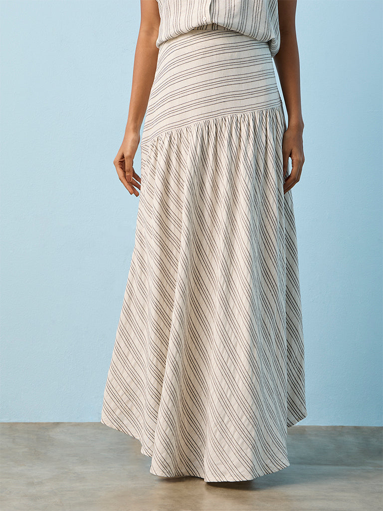 LOV Off-White Striped Skirt