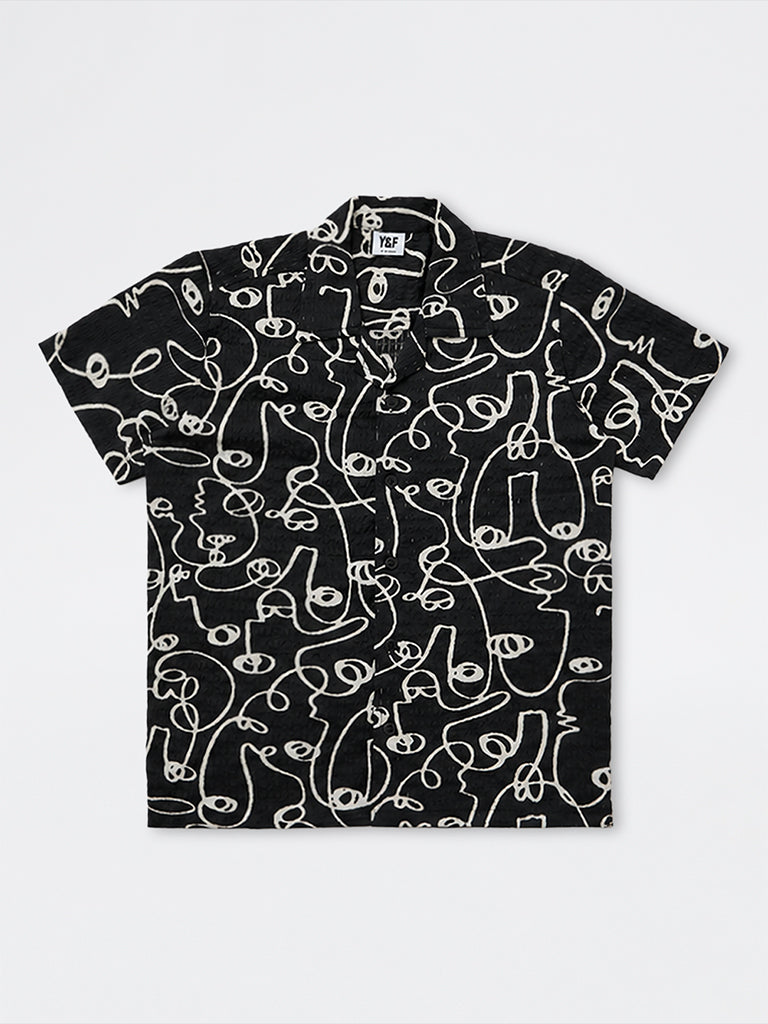 Boys Black Abstract Pattern Shirt