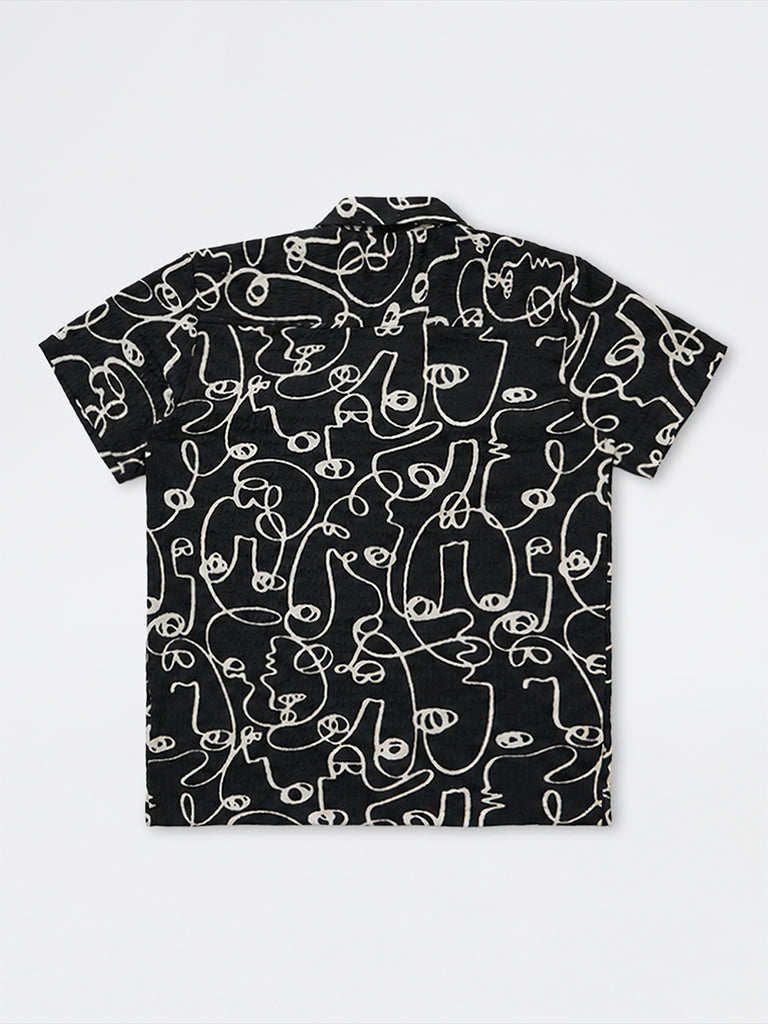 Boys Black Abstract Pattern Shirt