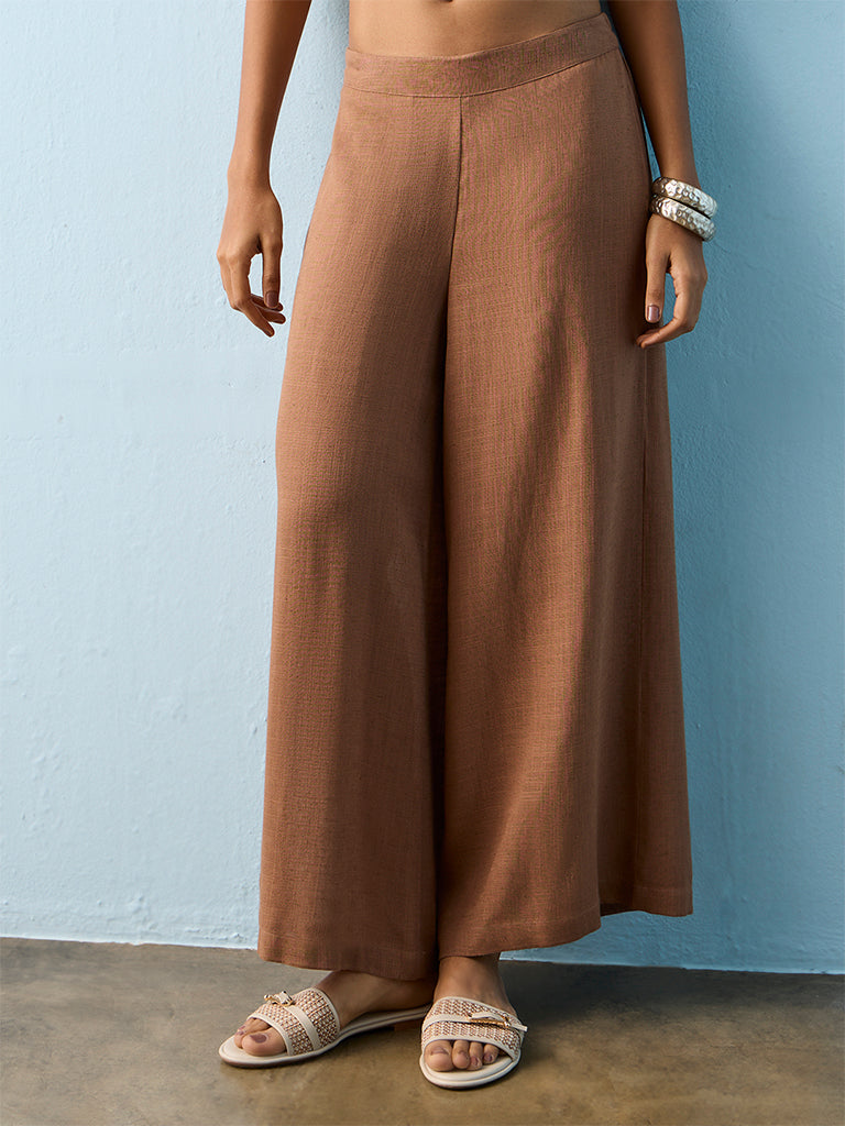 Utsa Brown Solid Pants