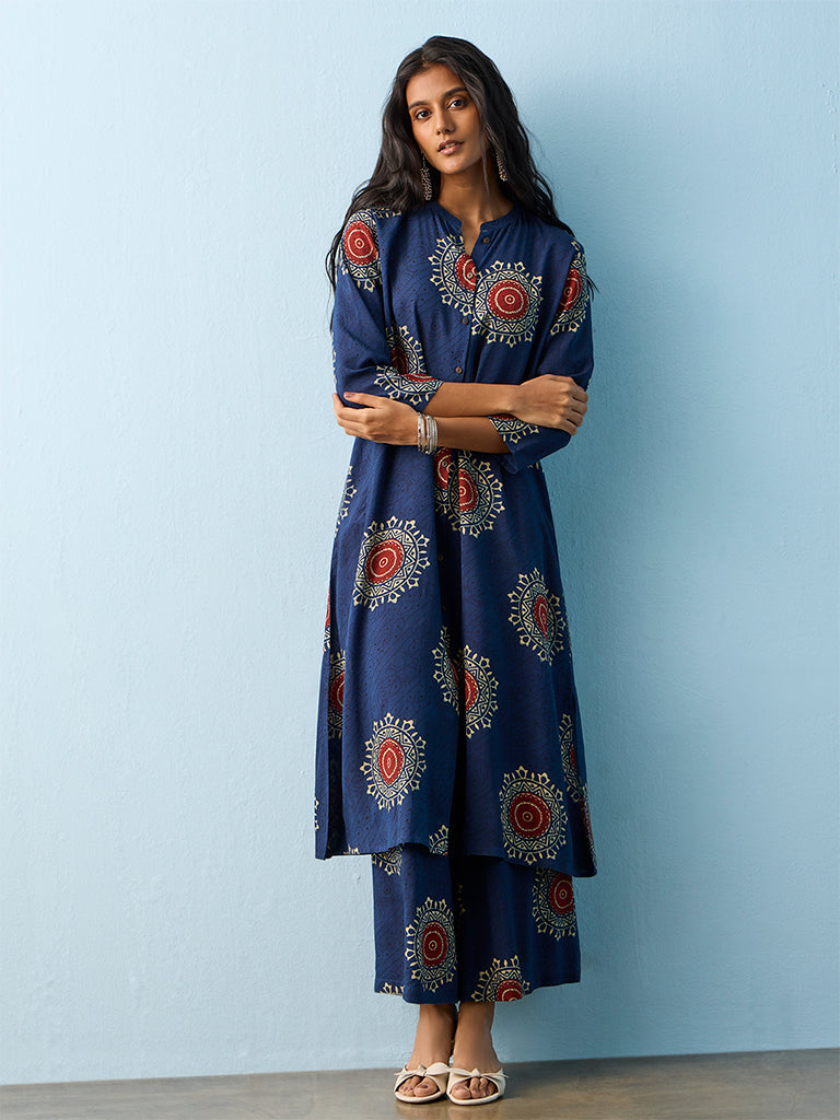 Utsa Indigo Printed Palazzos