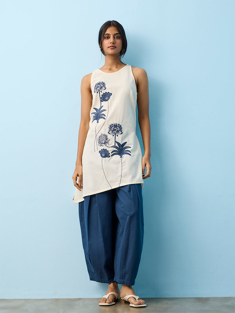 Utsa Indigo Solid Cotton Pants