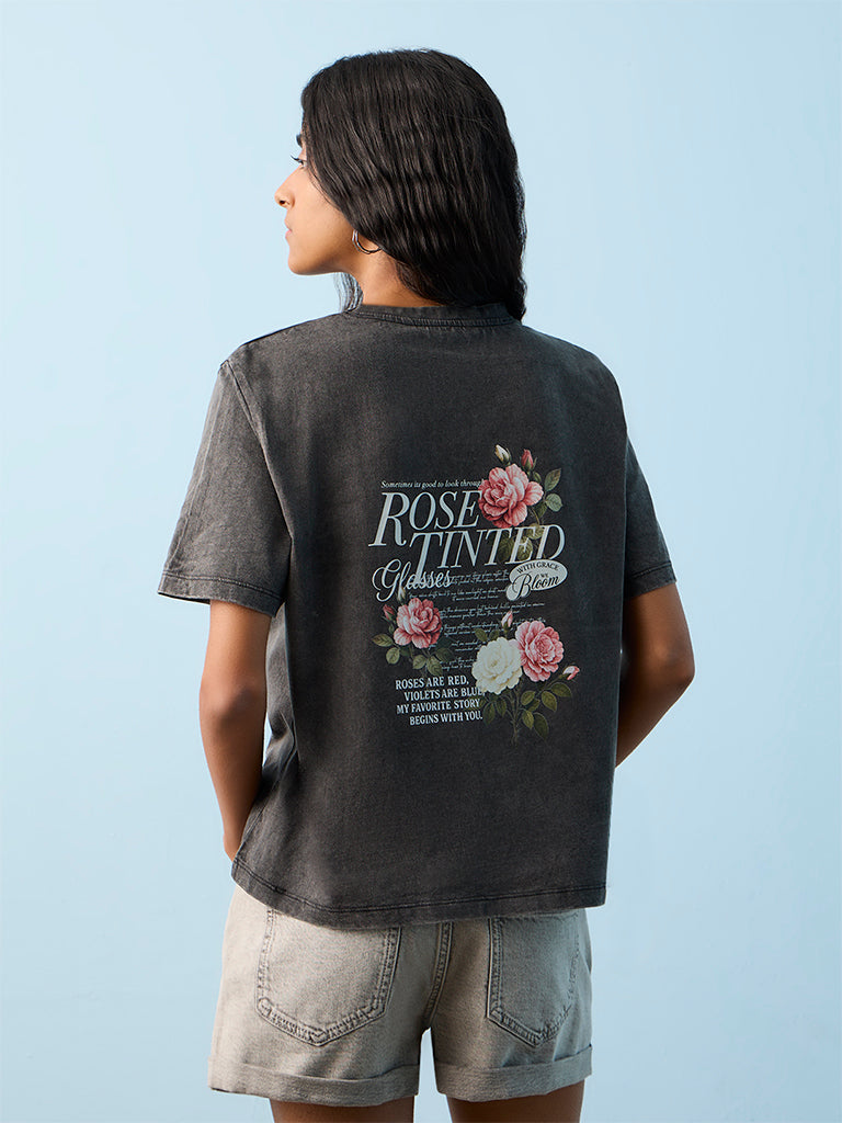 Nuon Grey Faded Cotton T-Shirt