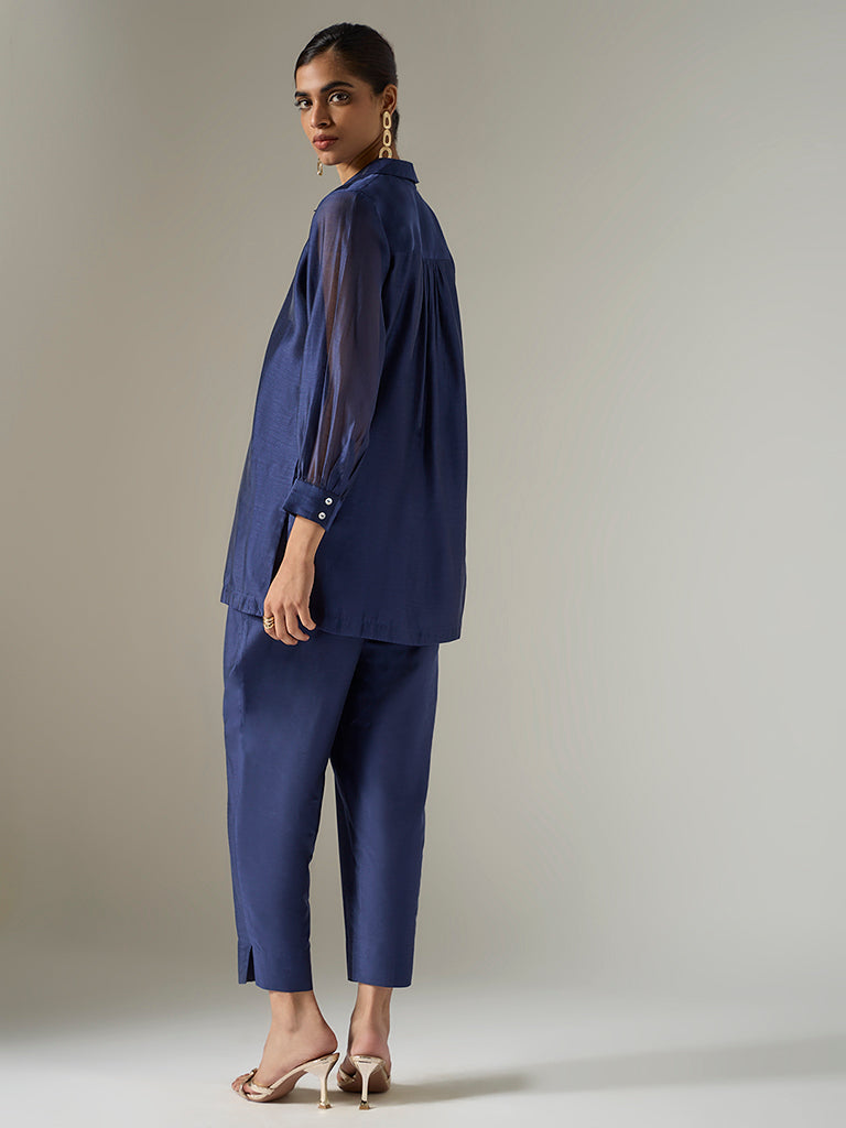 Vark Navy Floral Embroidered Co-ord Set