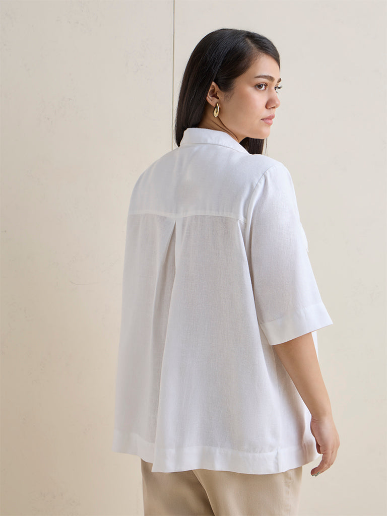 Gia White Solid Cotton Blouse