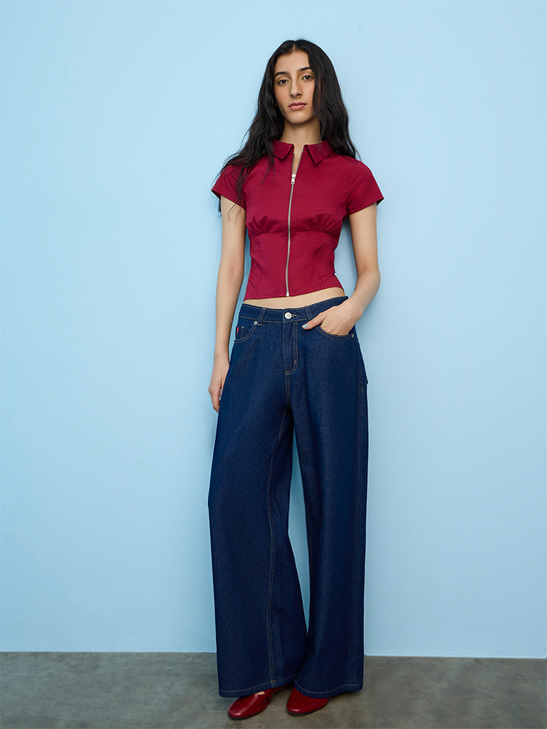 Nuon Red Solid Blouse