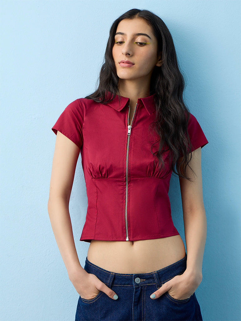 Nuon Red Solid Blouse