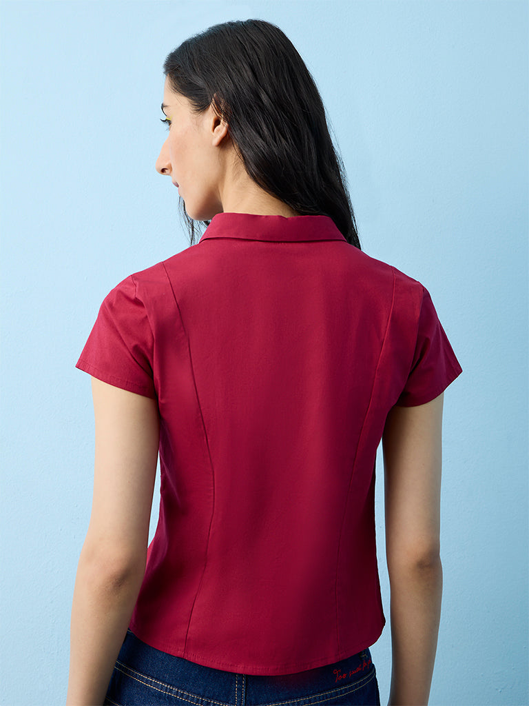 Nuon Red Solid Blouse
