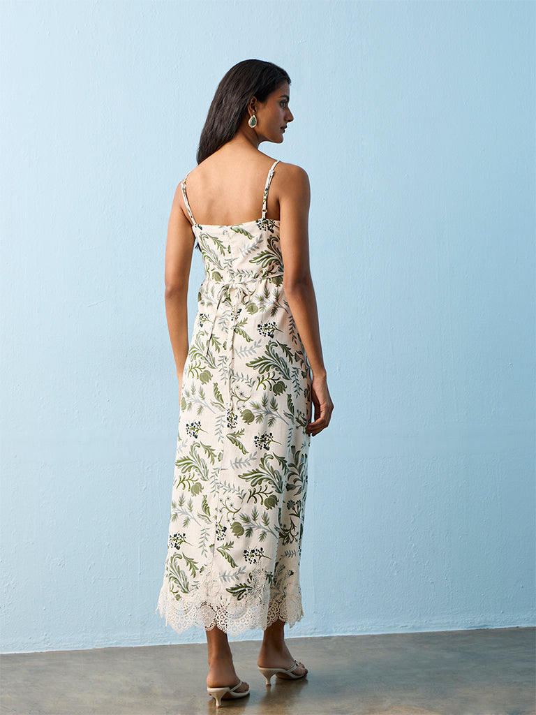 LOV Off-White Botanical Printed A-Line Dress
