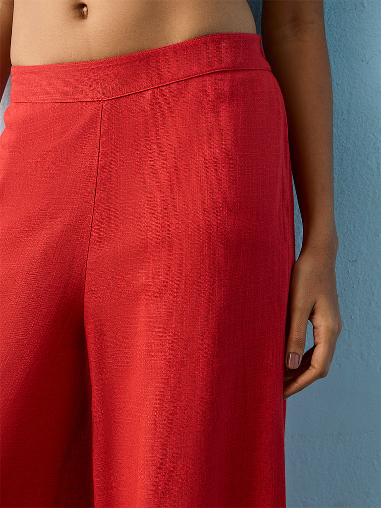 Utsa Red Solid Pants
