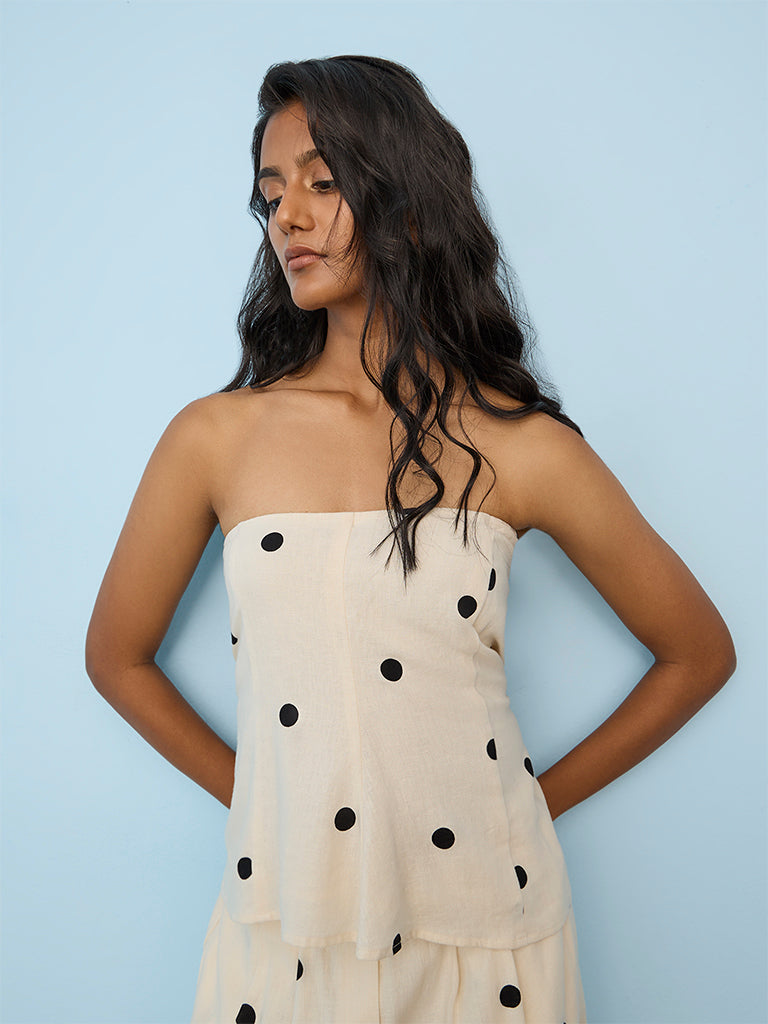 LOV Off-White Polka Dot Tube Top