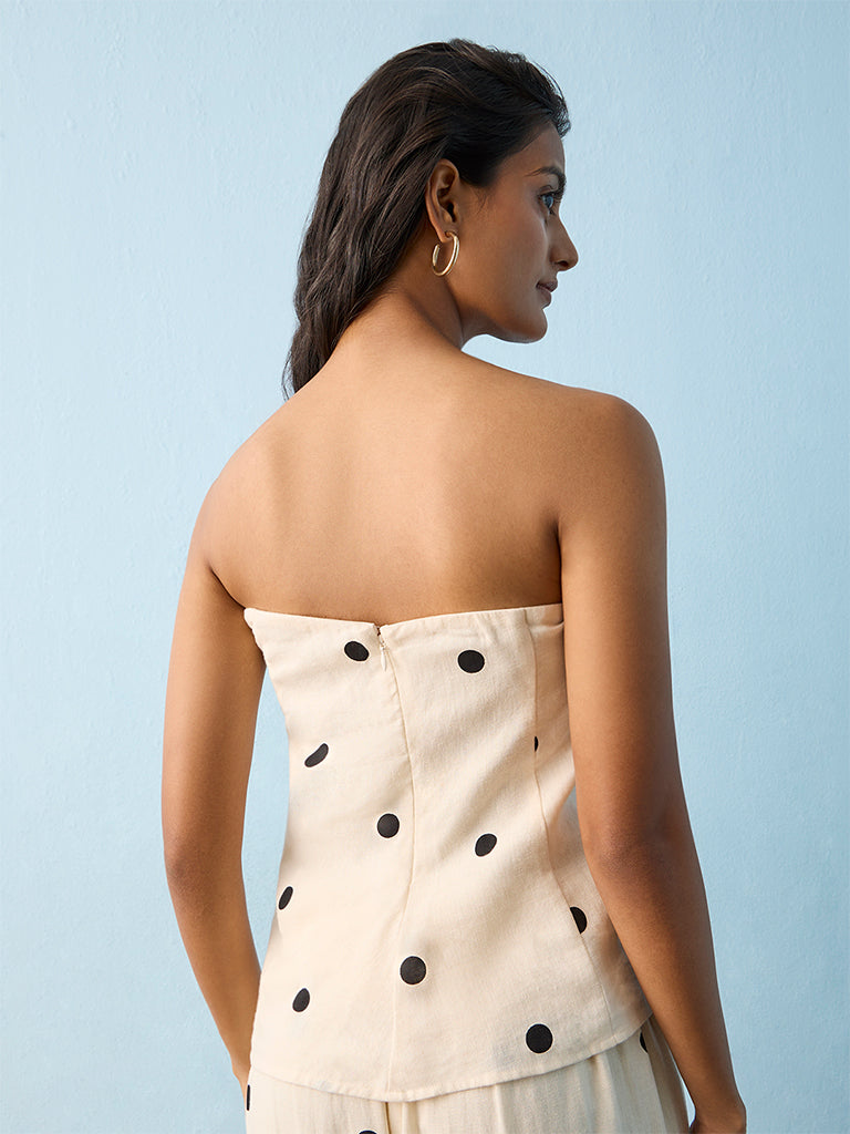 LOV Off-White Polka Dot Tube Top