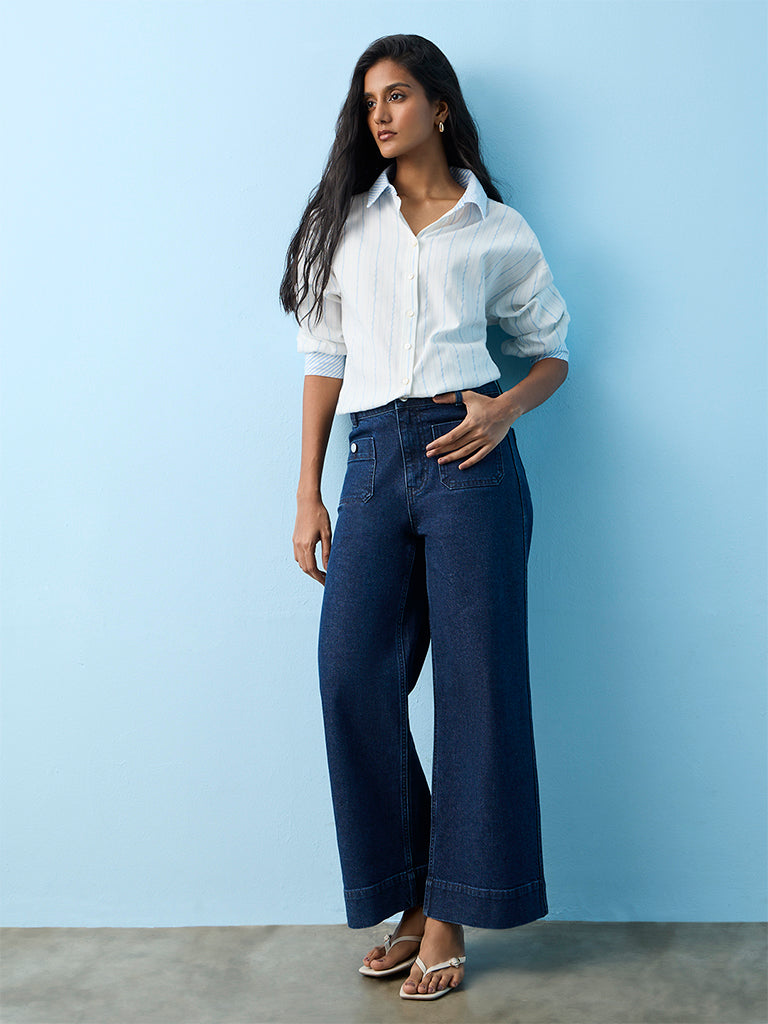 LOV Blue Striped Cotton Shirt