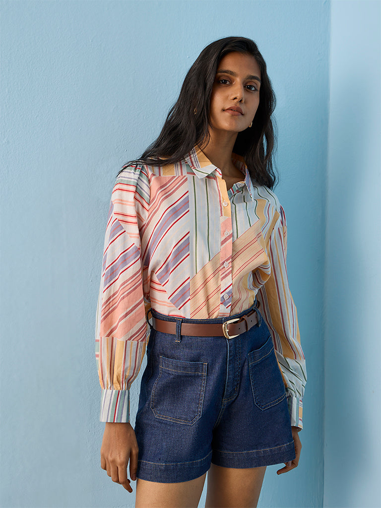 LOV Multicolour Striped Cotton Shirt