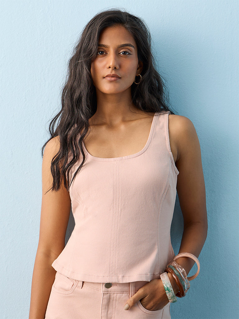 LOV Dusty Pink Solid Cotton Top