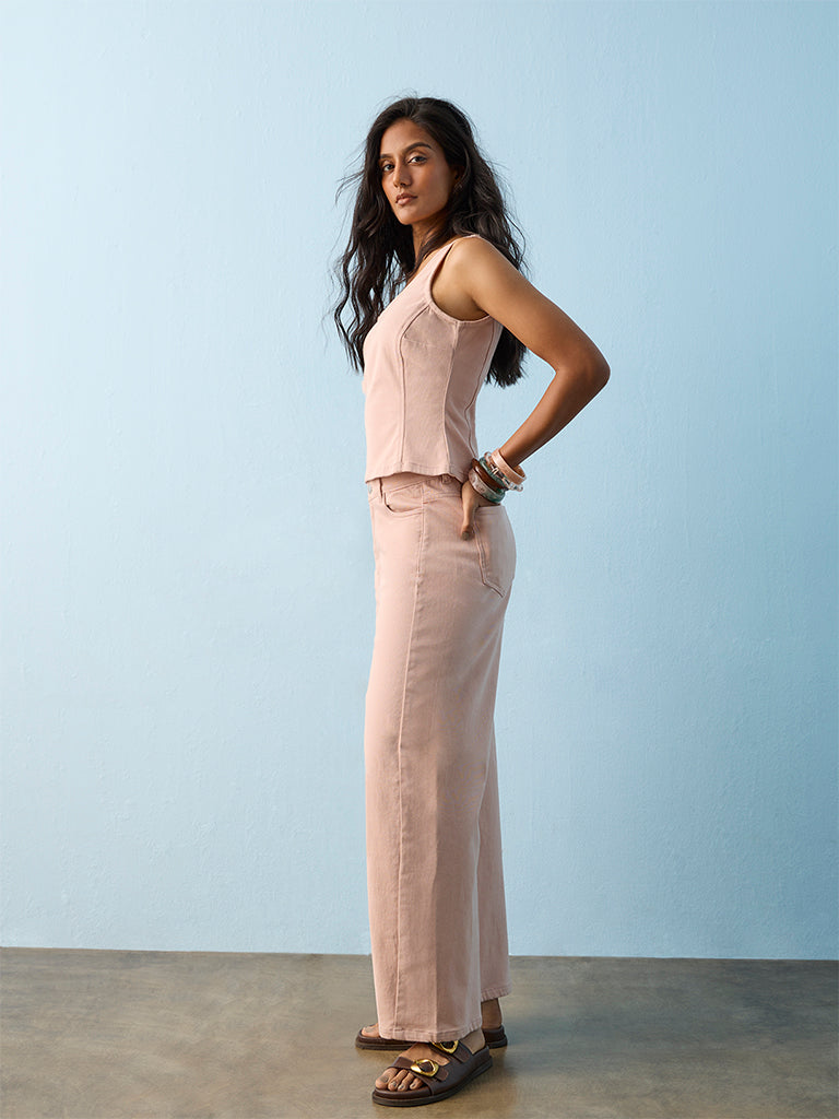 LOV Dusty Pink Solid Cotton Top