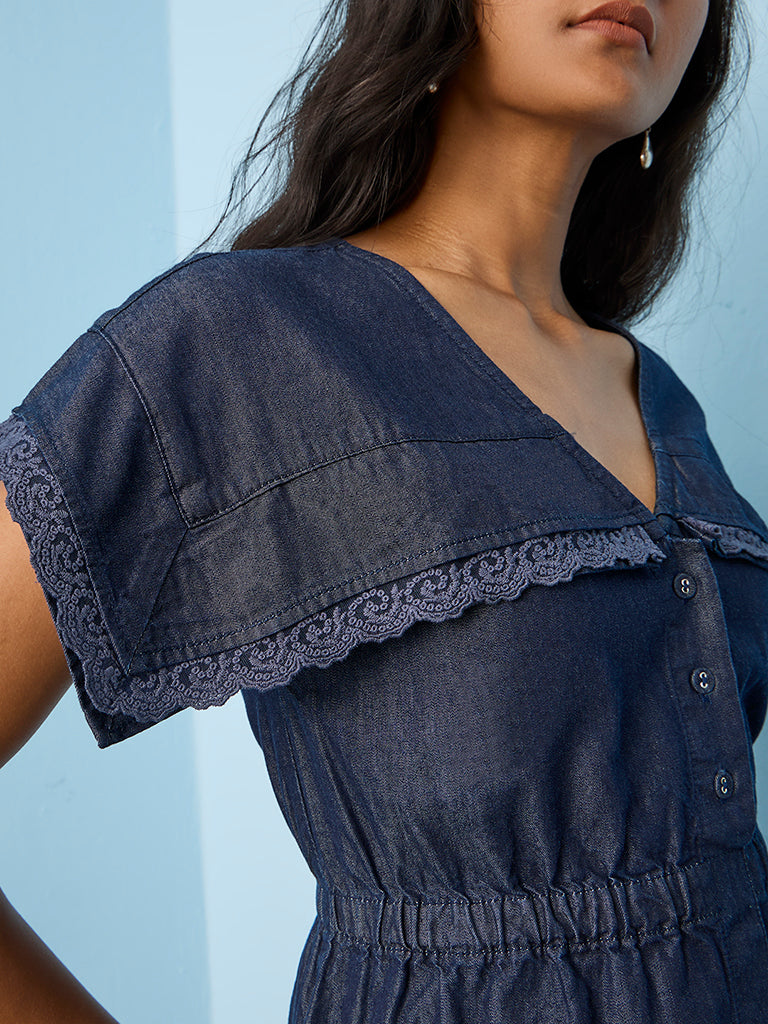 LOV Dark Blue Denim Top