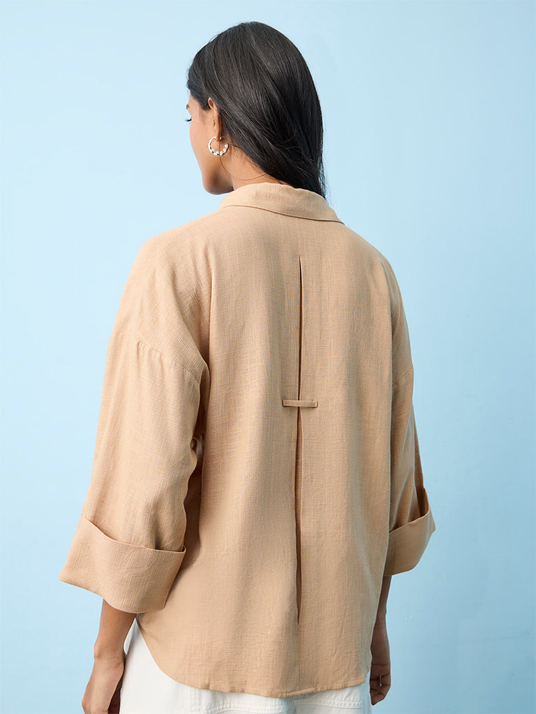 LOV Beige Floral Embroidered Shirt