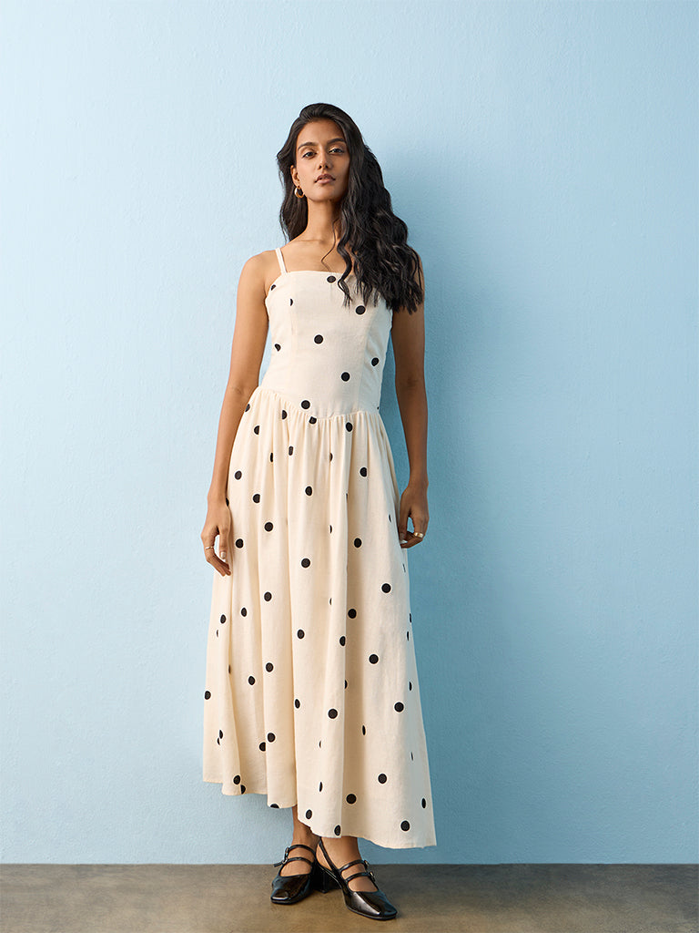 LOV Off-White Polka Dot Tube Dress