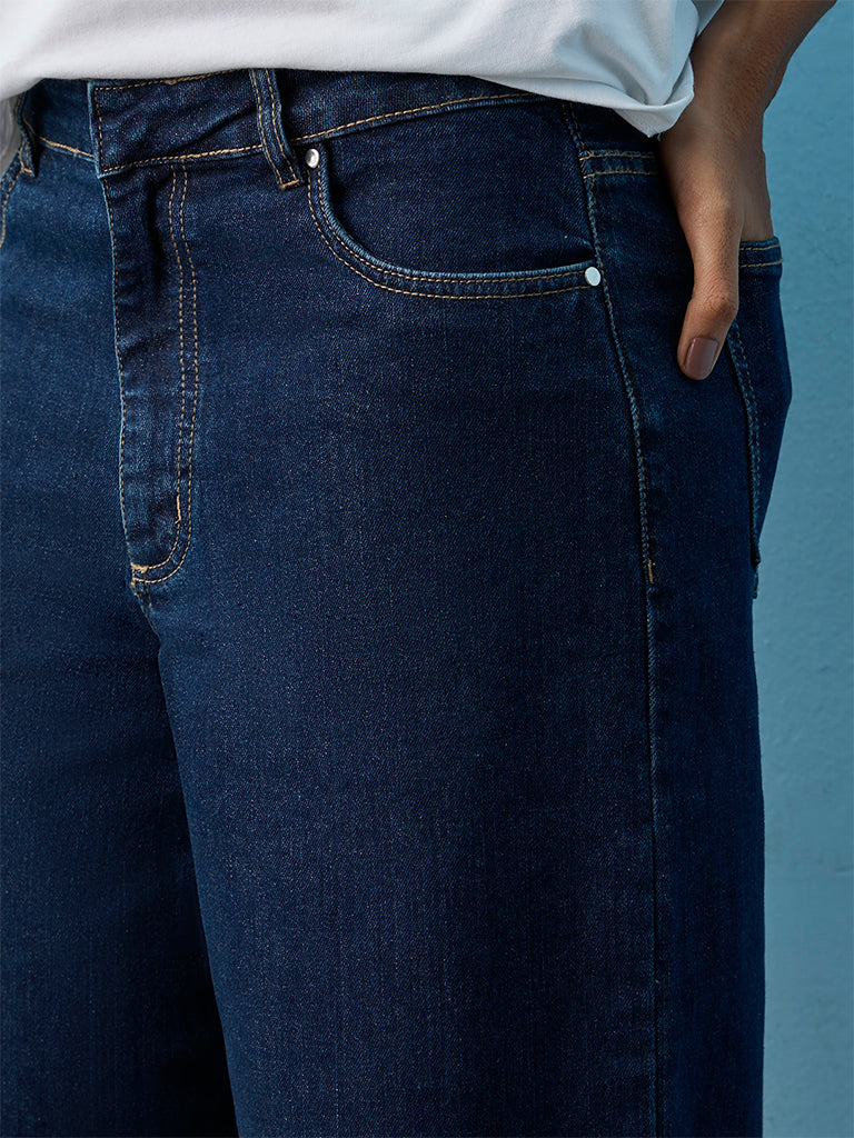 LOV Dark Blue High-Rise Wide-Leg Jeans