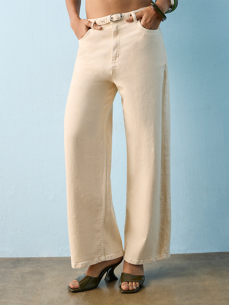 LOV Cream High-Rise Jeans