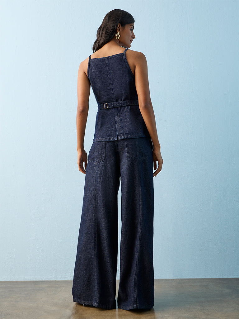 LOV Dark Blue Flared High-Rise Jeans