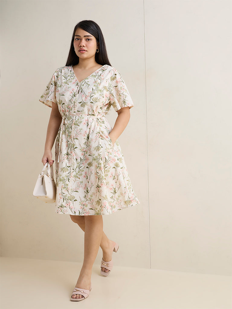 Gia Multicolour Floral Pattern A-Line Cotton Dress
