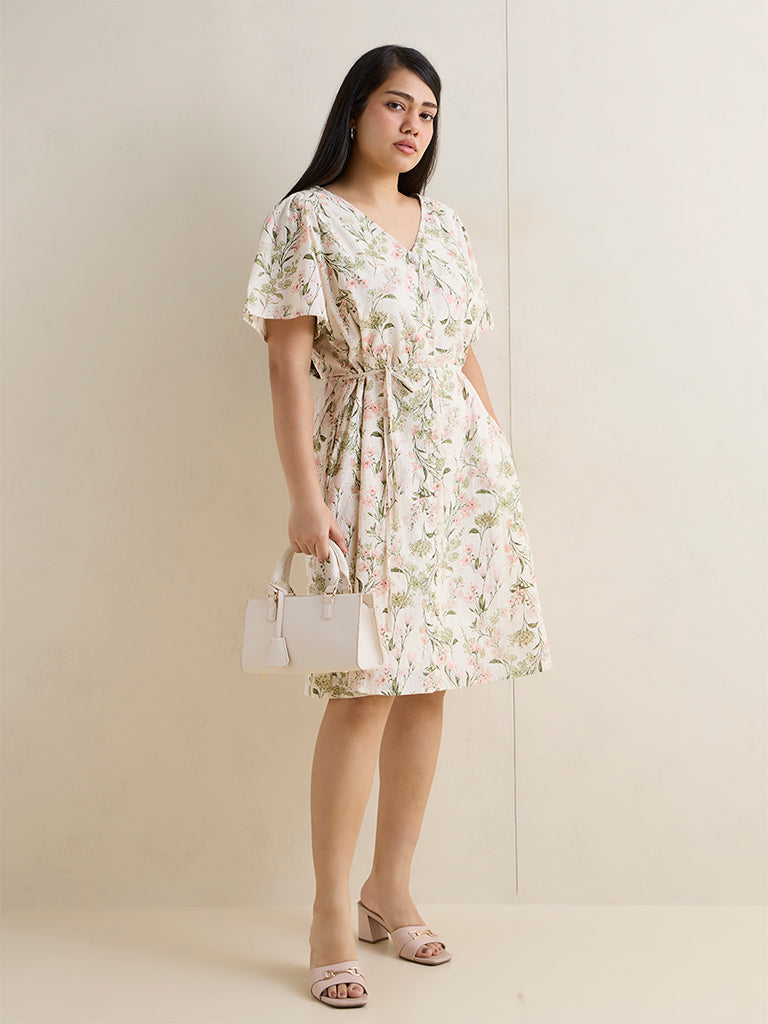 Gia Multicolour Floral Pattern A-Line Cotton Dress