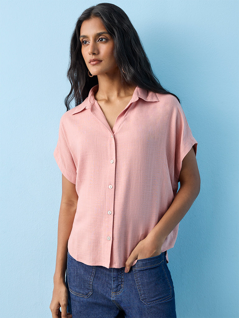 LOV Dusty Pink Solid Blouse
