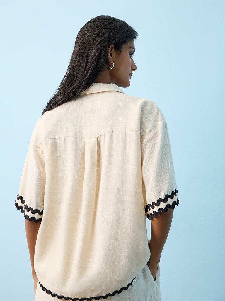 LOV Off-White Rick Rack Detail Shirt