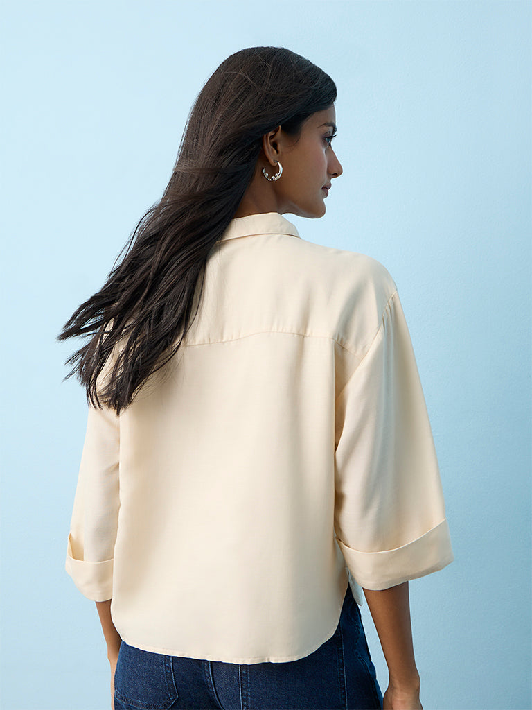 LOV Cream Floral Embroidered Blouse