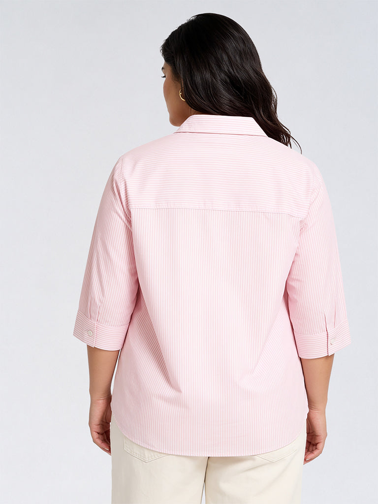 Gia Pink Floral Embroidered Cotton Shirt