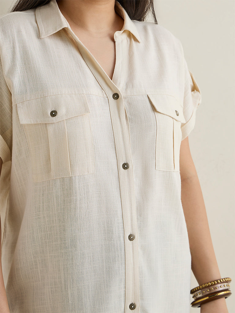 Gia Cream Solid Blouse