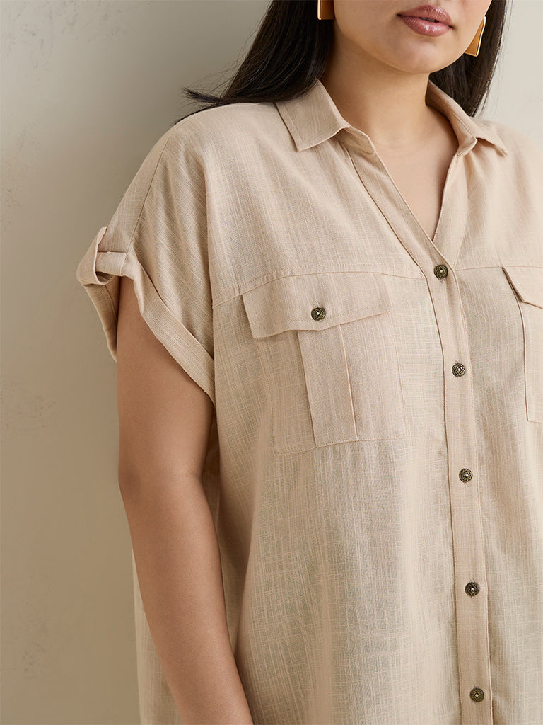 Gia Beige Solid Blouse