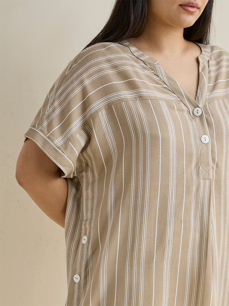 Gia Beige Striped Blouse