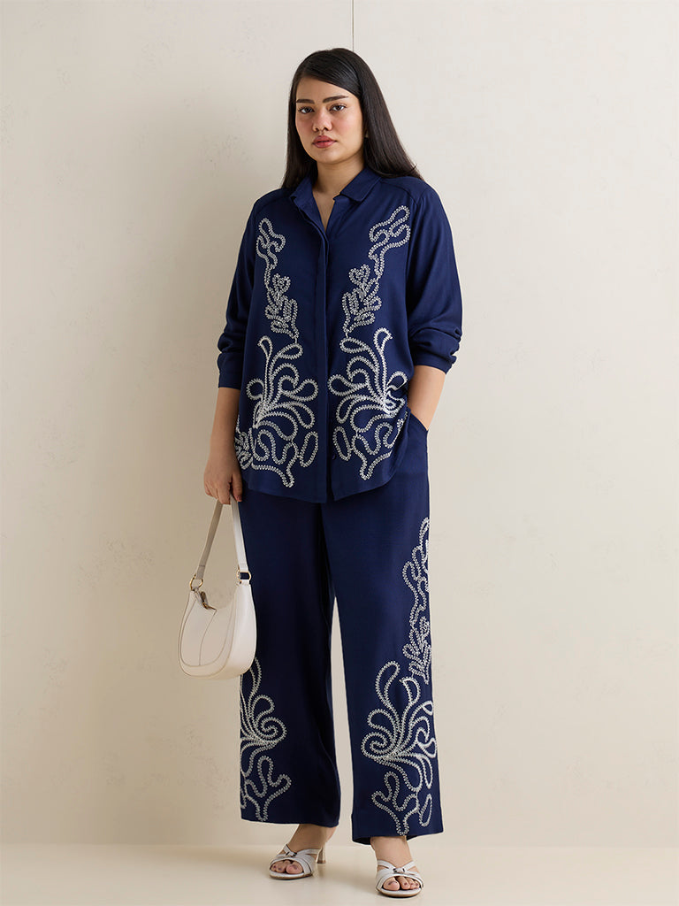 Gia Navy Embroidered Shirt