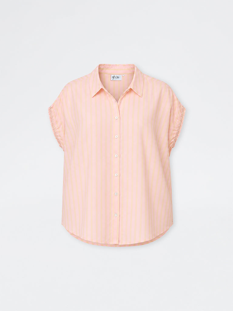 Gia Pink Striped Cotton-Blend Blouse