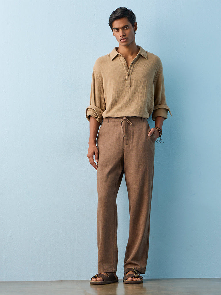 ETA Dark Taupe Relaxed-Fit Mid-Rise Chinos